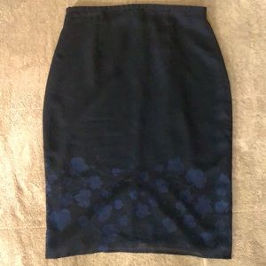 Express black skirt with dark blue leaf print